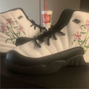 Kids Floral Embroidered High-Top Jordan retro 12s Sneakers